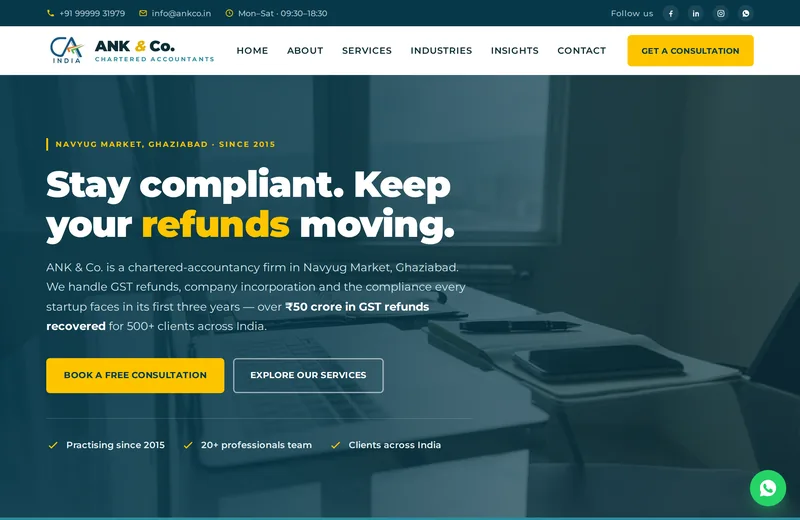 Screenshot of ANK & CO. — website built by Niptao
