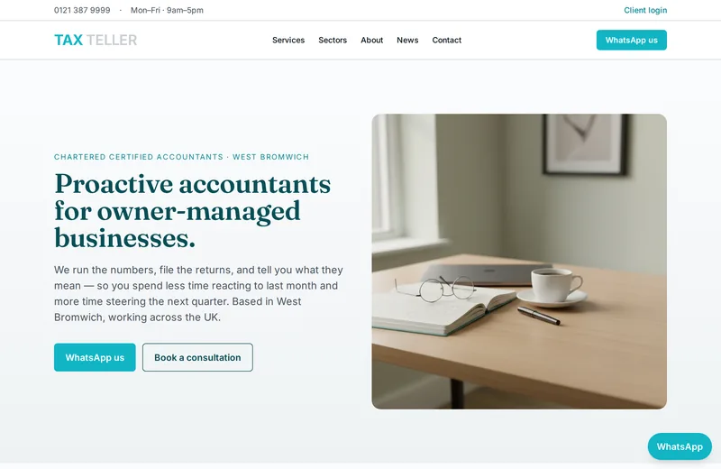 Screenshot of Tax Teller — website built by Niptao