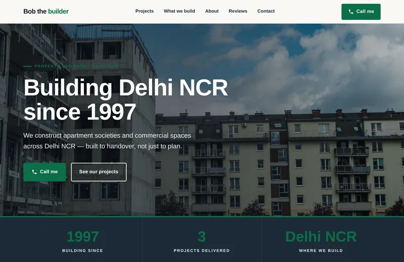 Screenshot of Bob the builder — website built by Niptao