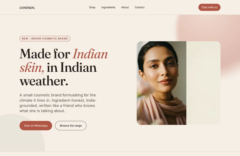 Screenshot of Cosmes — website built by Niptao