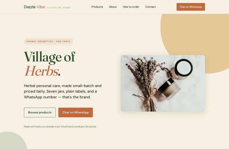 Screenshot of Dazzle Vibe — website built by Niptao