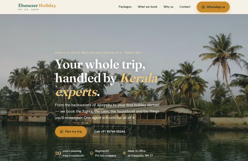 Screenshot of Ebenezer Holiday Pvt Ltd — website built by Niptao