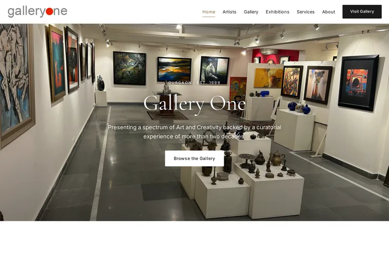 Screenshot of Gallery One — website built by Niptao