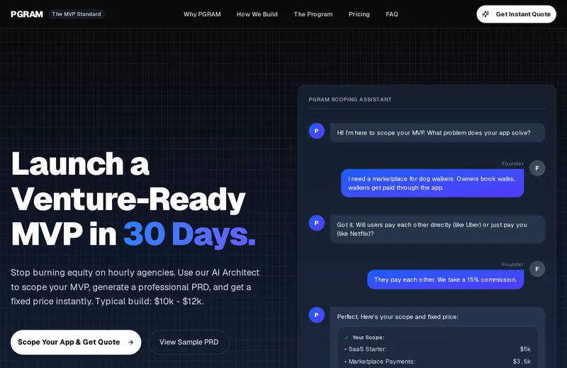 Screenshot of PGRAM — website built by Niptao