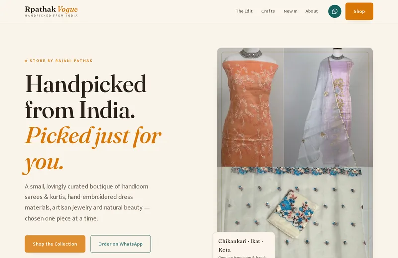 Screenshot of Rpathak Vogue — website built by Niptao