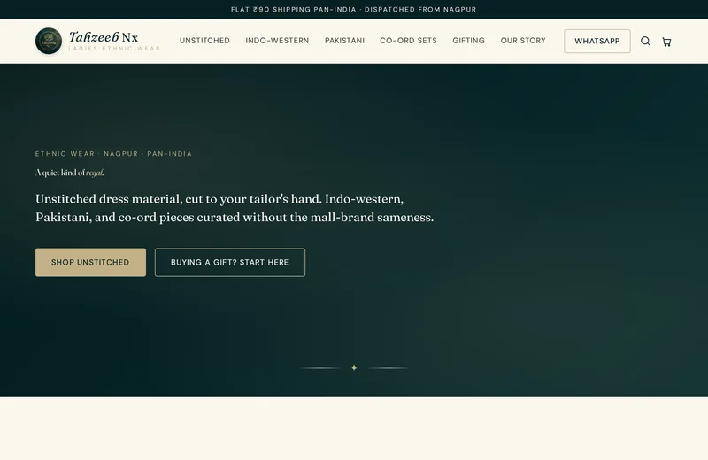 Screenshot of Tahzeeb Nx — website built by Niptao