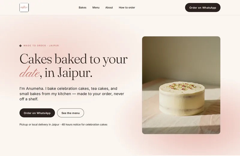Screenshot of theflourgirlbyanumeha — website built by Niptao