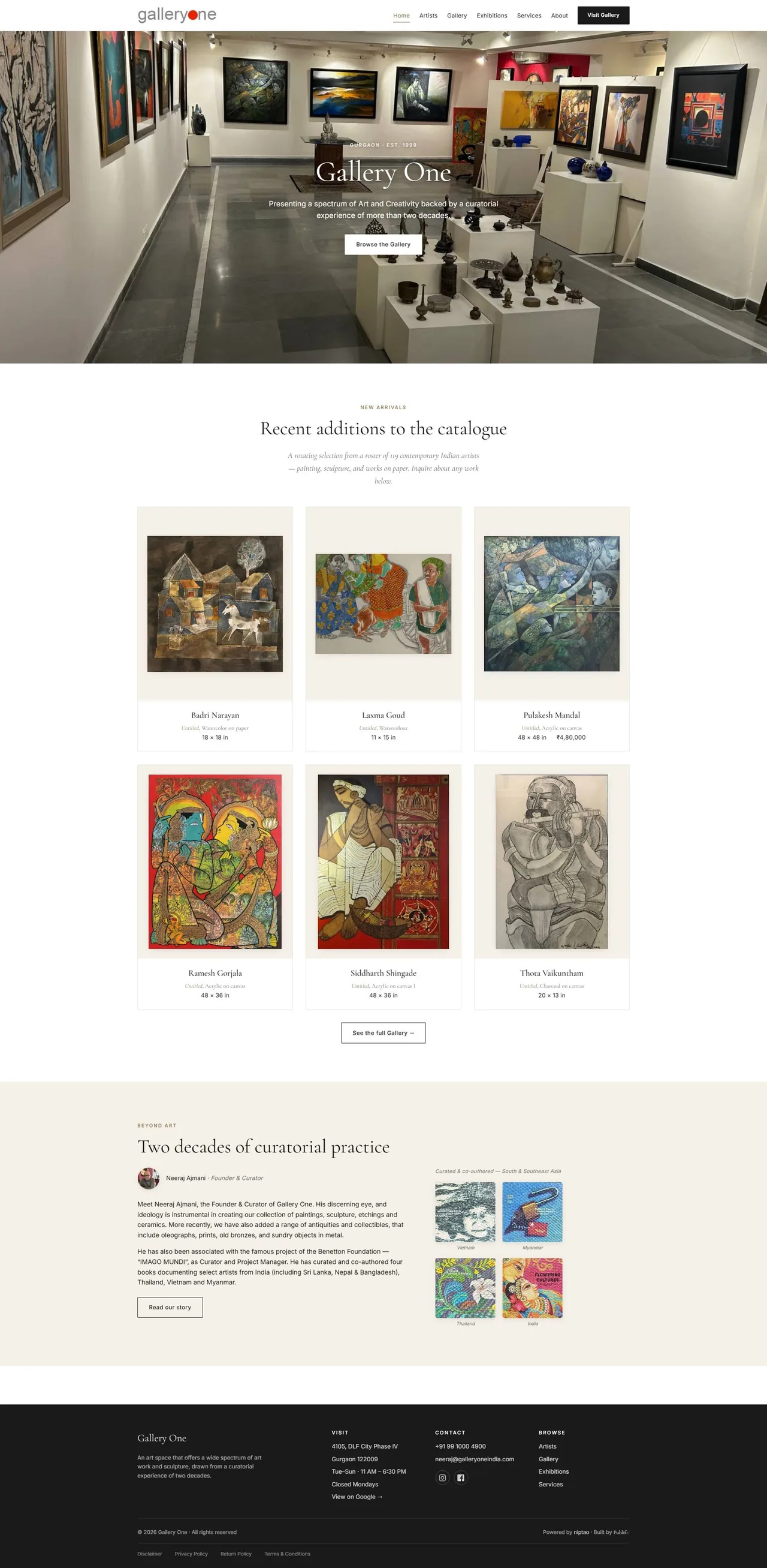 Full-page screenshot of galleryoneindia.com
